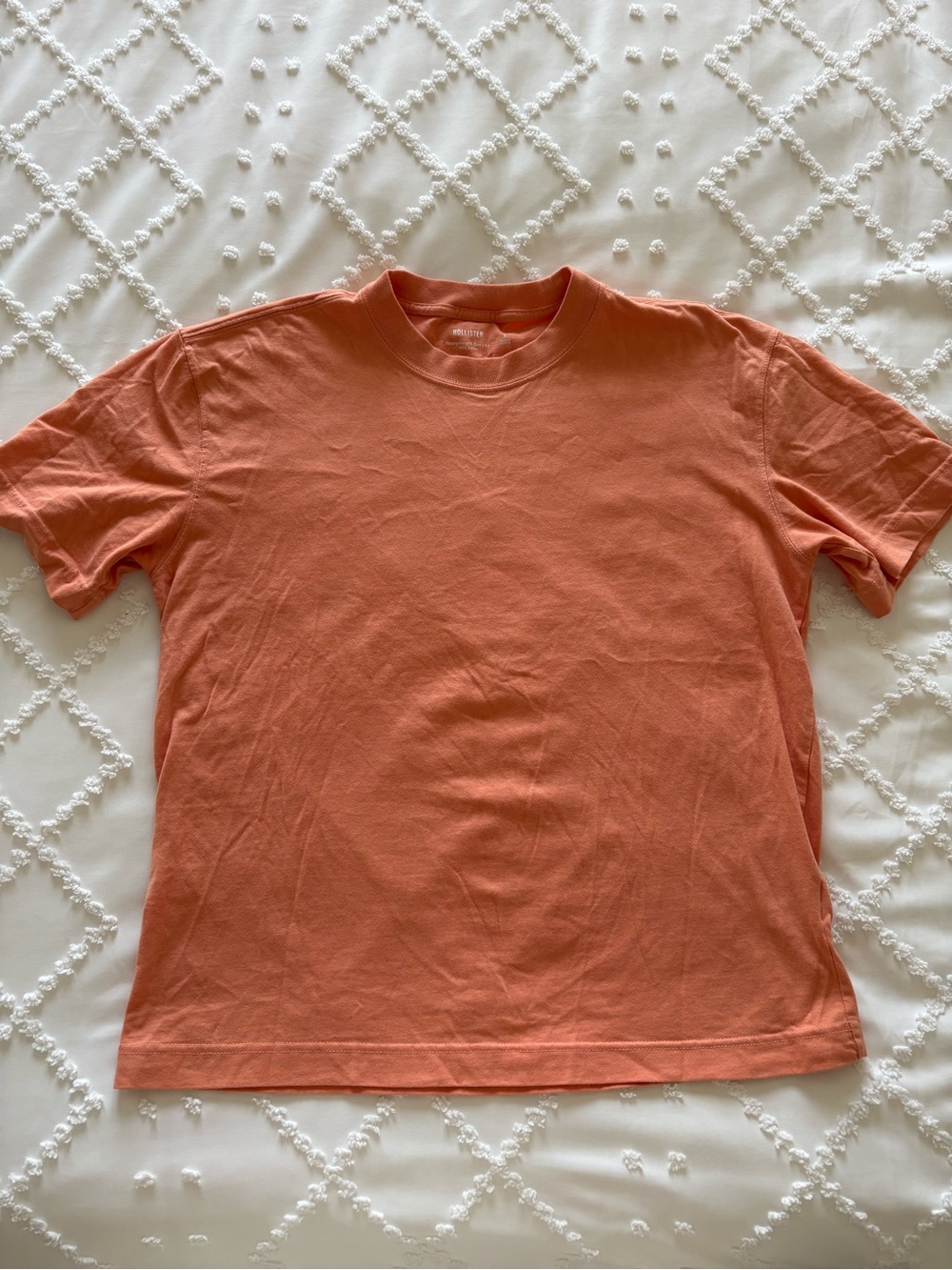 Hollister Men's Heavy Weight Boxy Fit Size Small Cotton Tee Melon Orange